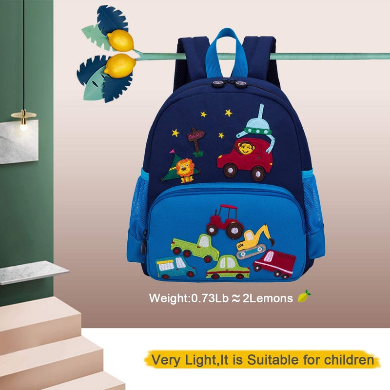 willikiva Cute Zoo Little 3d Backpack Kids Backpack for Boys and Girls Toddler Backpack Waterproof Preschool (Blue Car) - Image 3